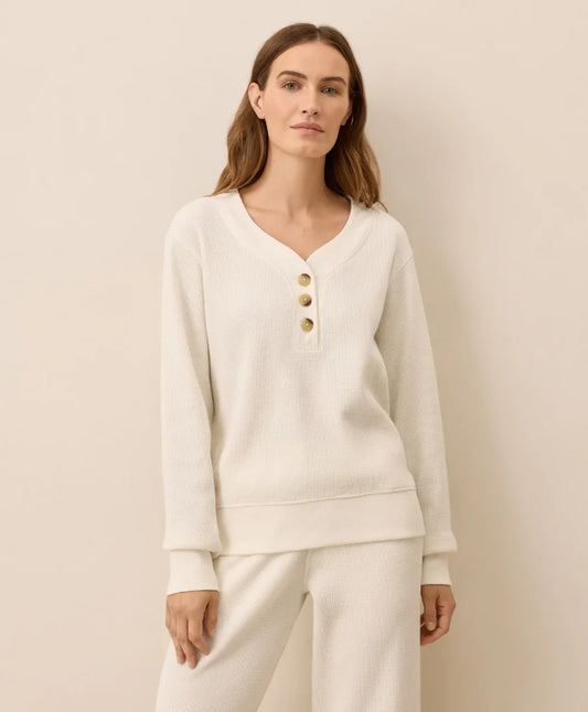 clearance thermal waffle henley pullover